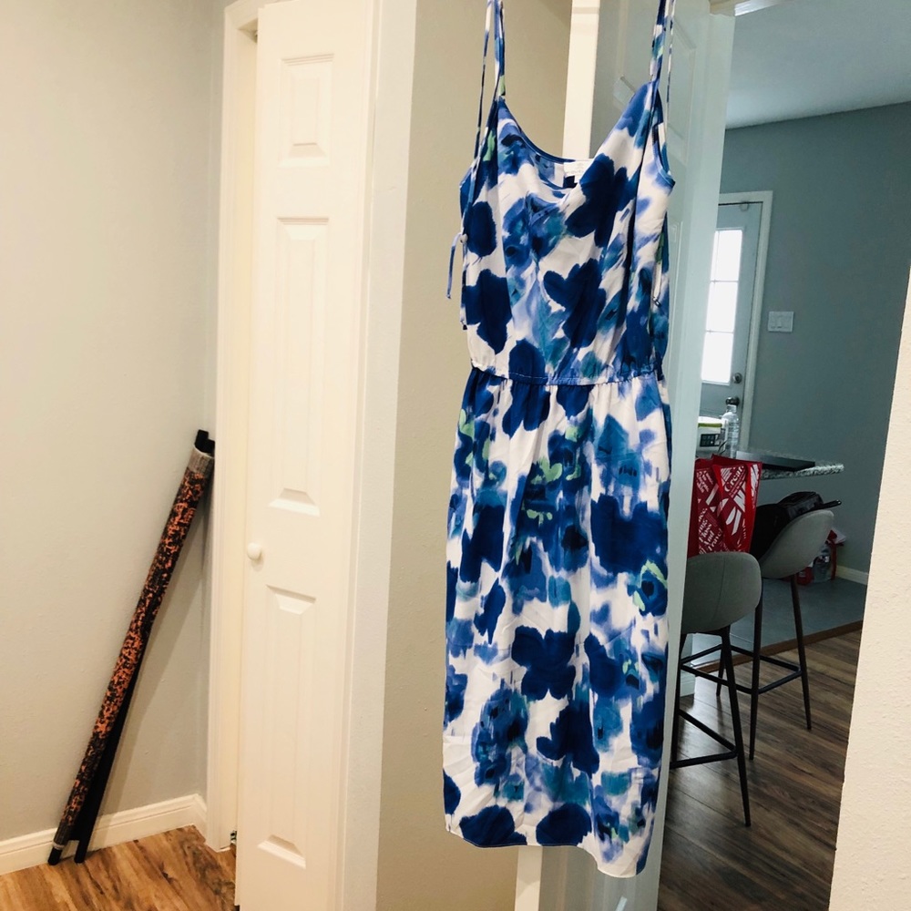 Miguelina Blue floral print dress